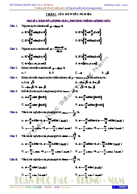 Đề cương ôn thi học kỳ I môn Toán Lớp 11 - Năm học 2016-2017
